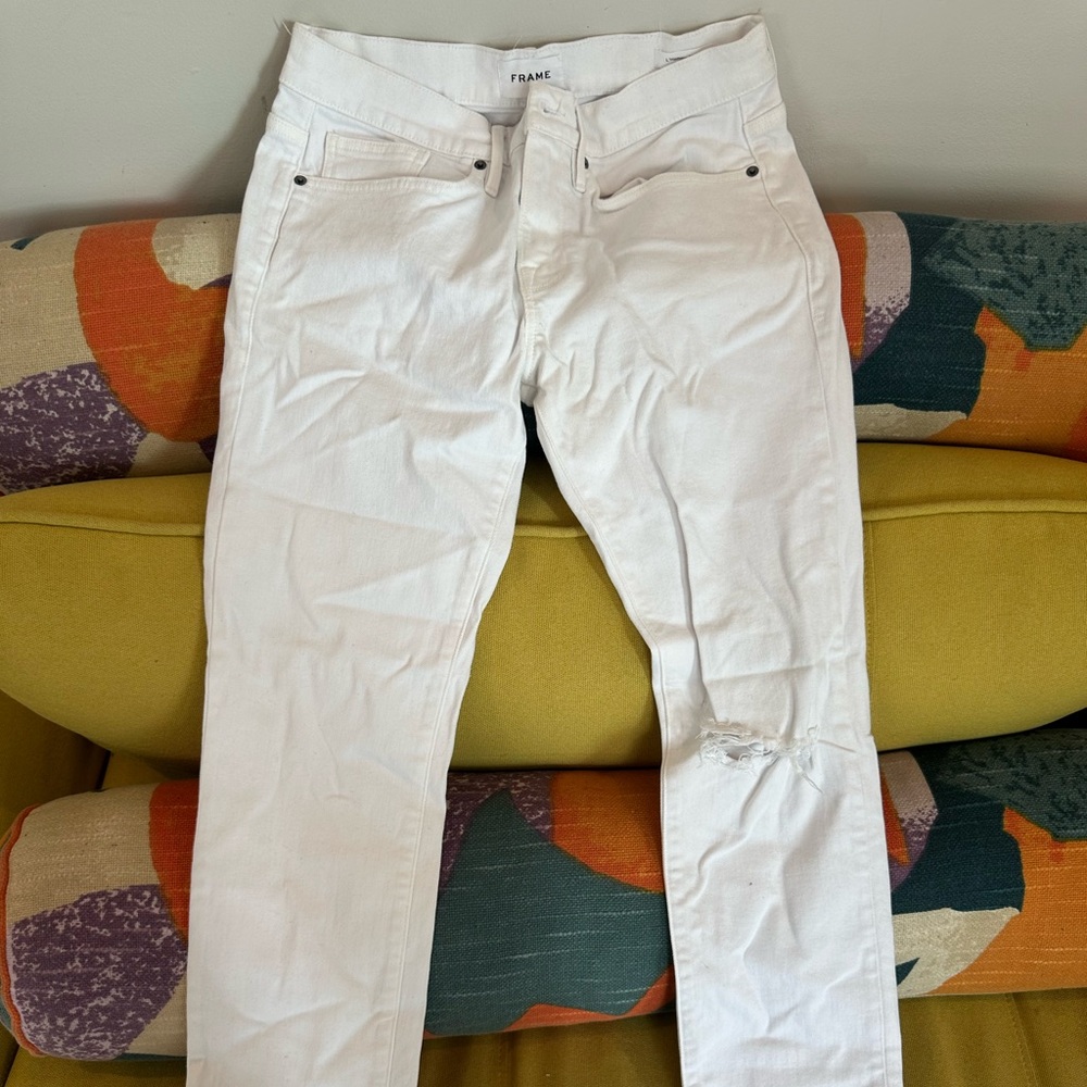 Frame Denim Men's Authentic Slim White Jeans